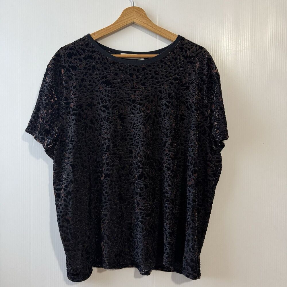 We The Free Teddy Boxy Top Womens Size Small Flocked Cheetah Burnout Semi Sheer